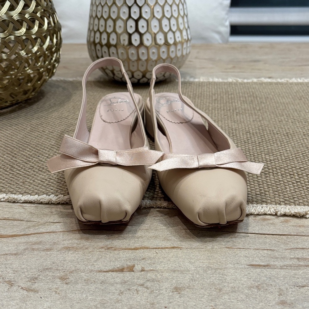 Christian Louboutin Beige Slingback Heels with Red Soles - Picture 5 of 5